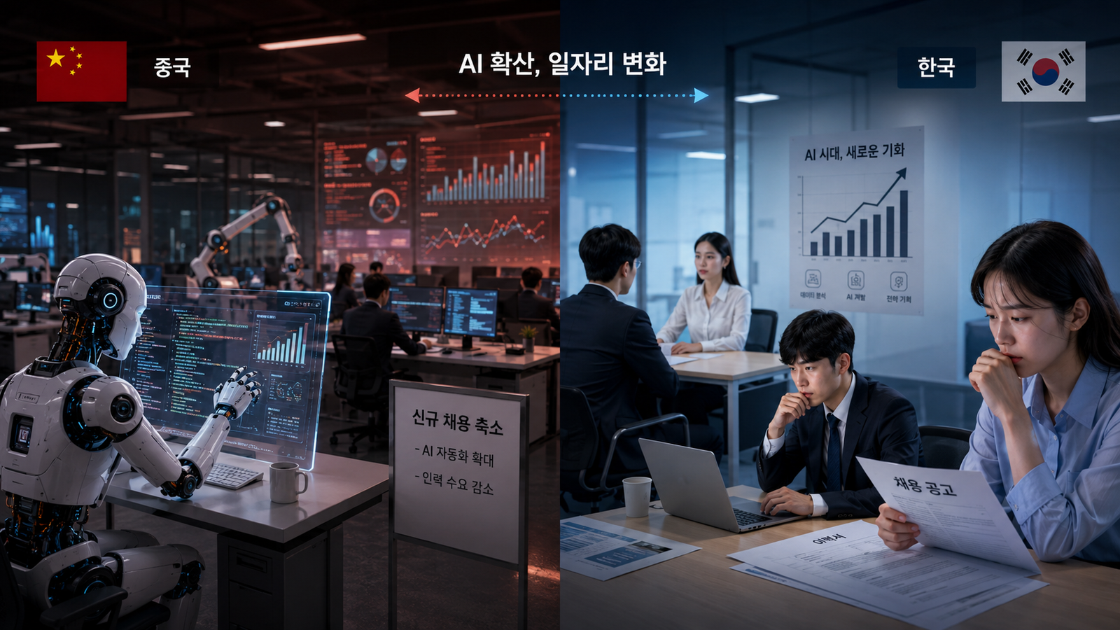 중국 AI 일자리 대체 시작됐나…기업 AI 사용 9.6%→47.5%, 청년고용까지 압박