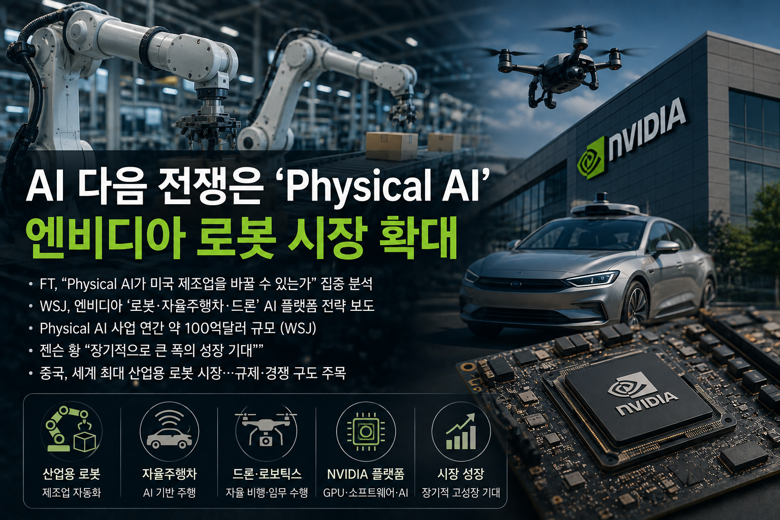 AI 다음 전쟁은 Physical AI…엔비디아, 100억달러 로봇·자율주행 시장 키운다