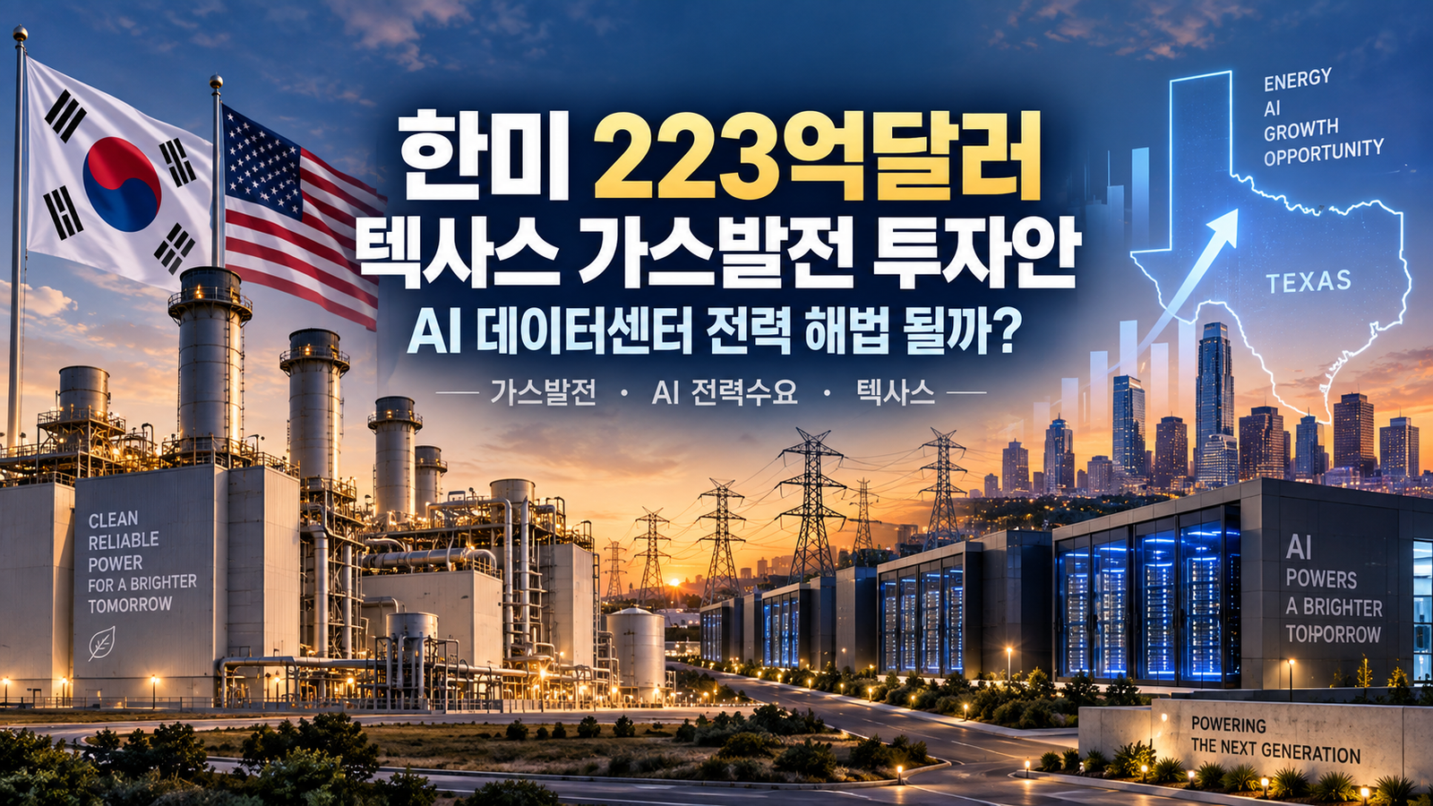 한미 223억달러 텍사스 가스발전 투자안, AI 데이터센터 전력난의 해법 될까?
