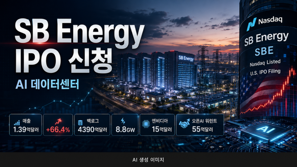 SB Energy 미국 IPO 신청과 AI 데이터센터 사업, 나스닥 상장 추진을 표현한 대표이미지